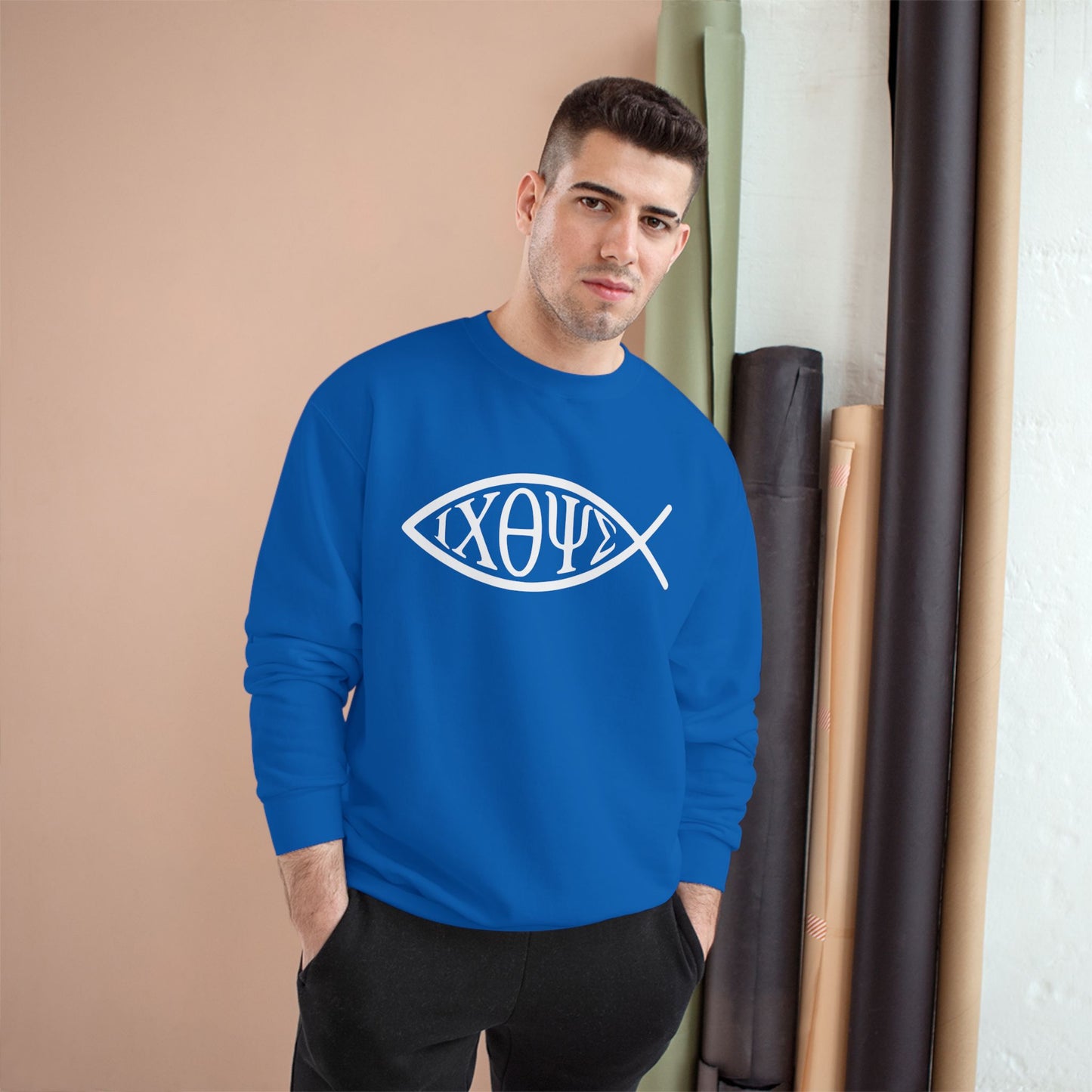 Ichthys: The Original Sign of Faith Under Fire ~ Champion Sweatshirt