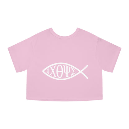 Ichthys: The Original Sign of Faith Under Fire ~ Champion Women's Heritage Cropped T-Shirt