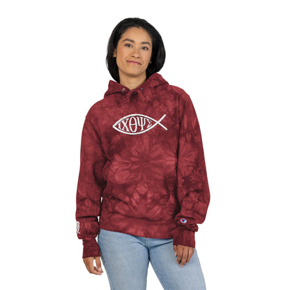 Champion® Reverse Weave® Tie-Dye Hoodie — ICHTHYS (If You Know, You Know)
