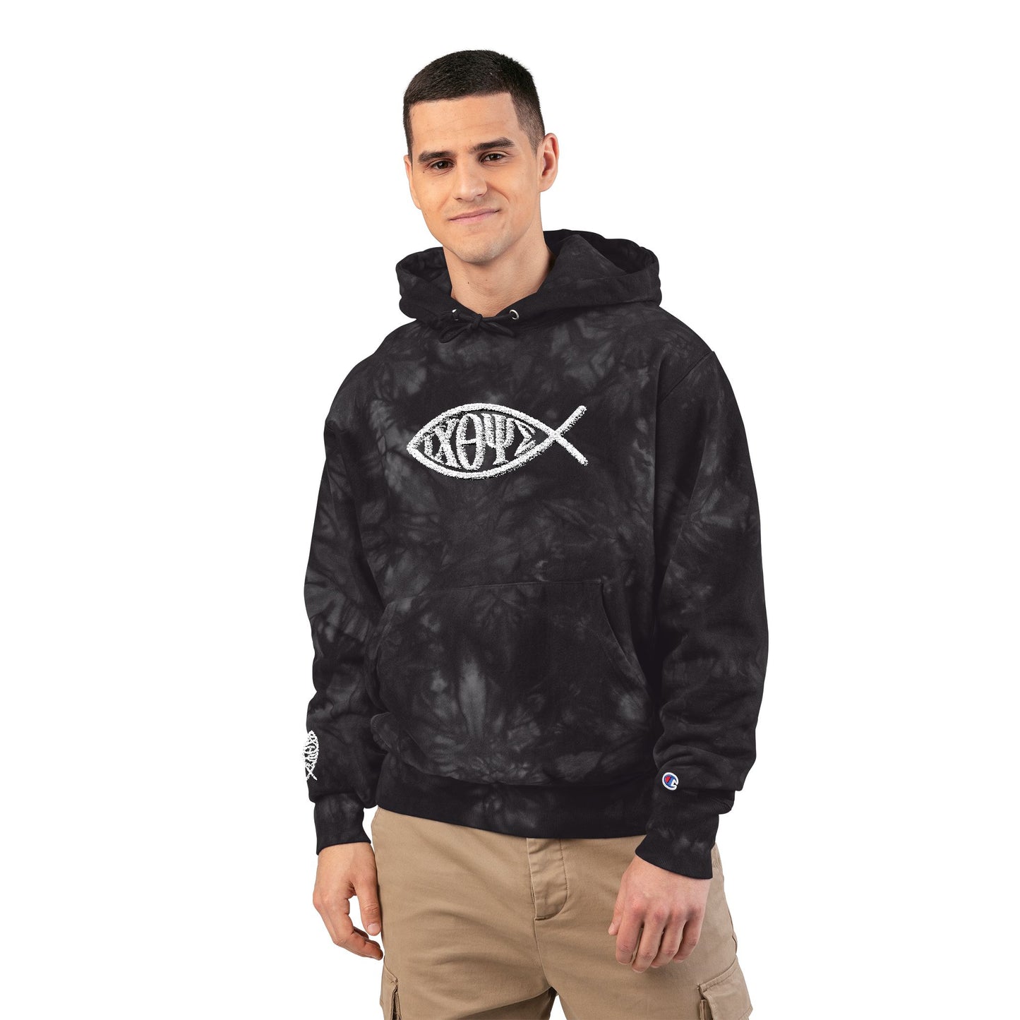 Champion® Reverse Weave® Tie-Dye Hoodie — ICHTHYS (If You Know, You Know)