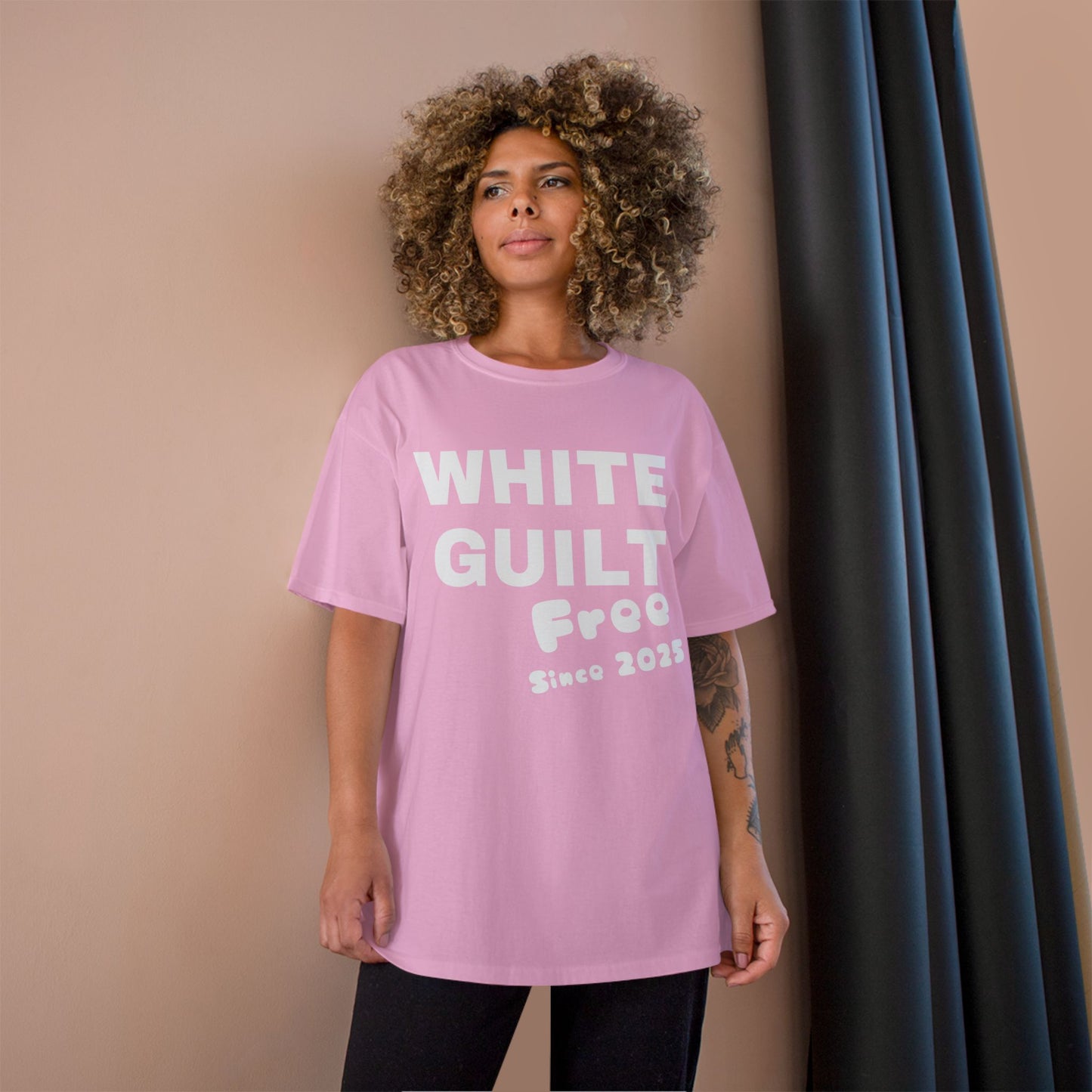 T-Shirt — "WHITE GUILT Free Since 2025" Graphic Tee