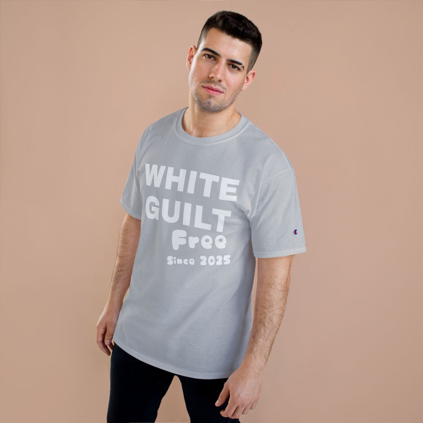 T-Shirt — "WHITE GUILT Free Since 2025" Graphic Tee