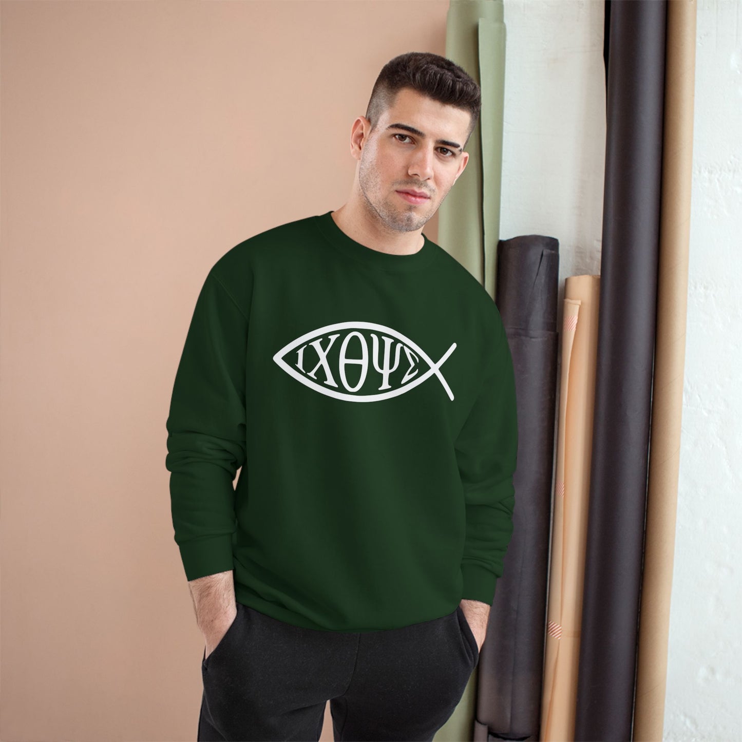 Ichthys: The Original Sign of Faith Under Fire ~ Champion Sweatshirt