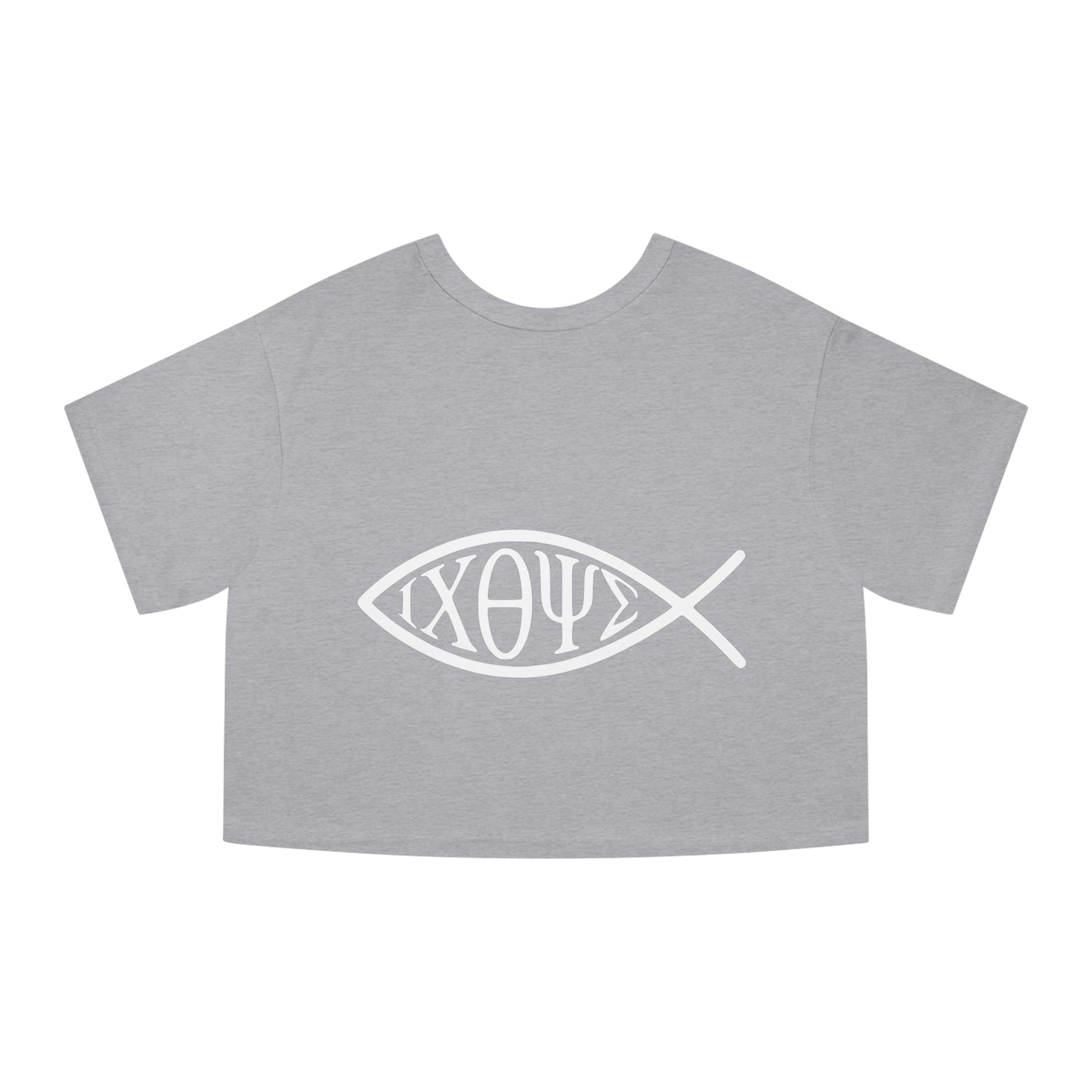 Ichthys: The Original Sign of Faith Under Fire ~ Champion Women's Heritage Cropped T-Shirt