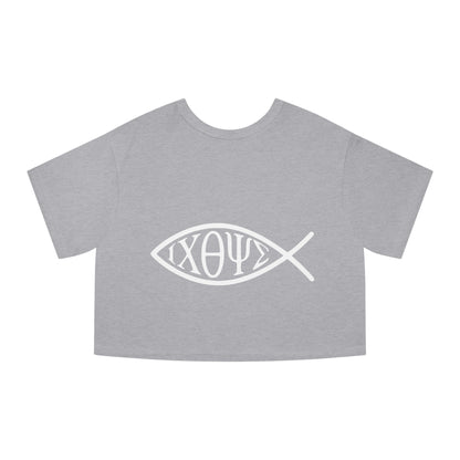 Ichthys: The Original Sign of Faith Under Fire ~ Champion Women's Heritage Cropped T-Shirt