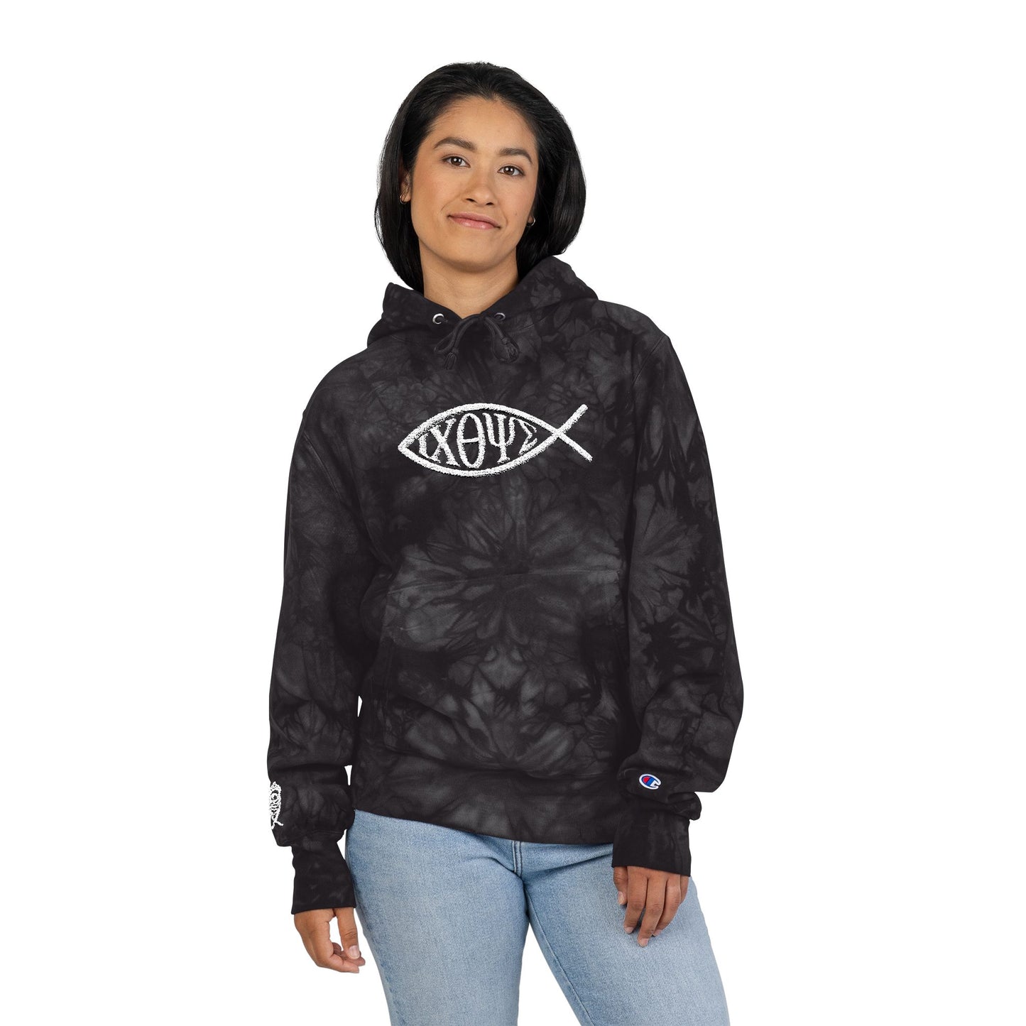 Champion® Reverse Weave® Tie-Dye Hoodie — ICHTHYS (If You Know, You Know)