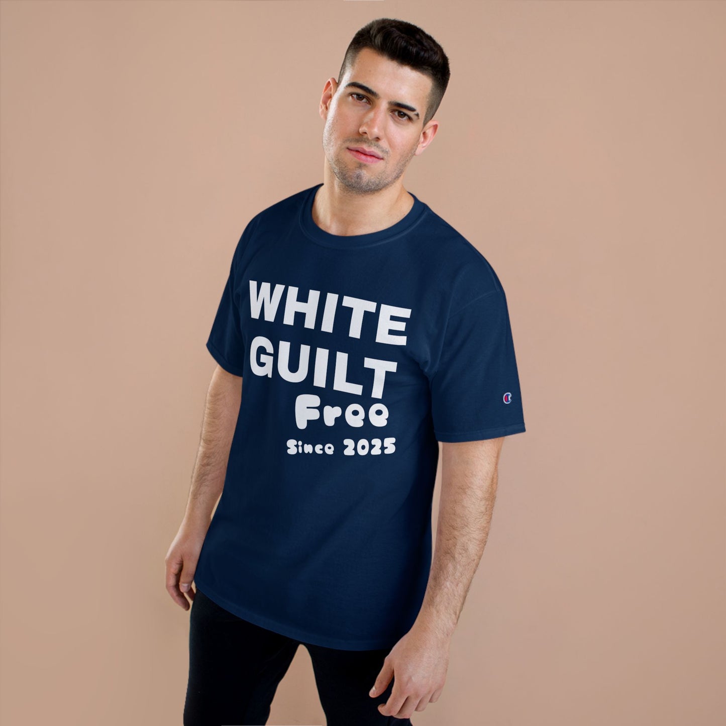 T-Shirt — "WHITE GUILT Free Since 2025" Graphic Tee