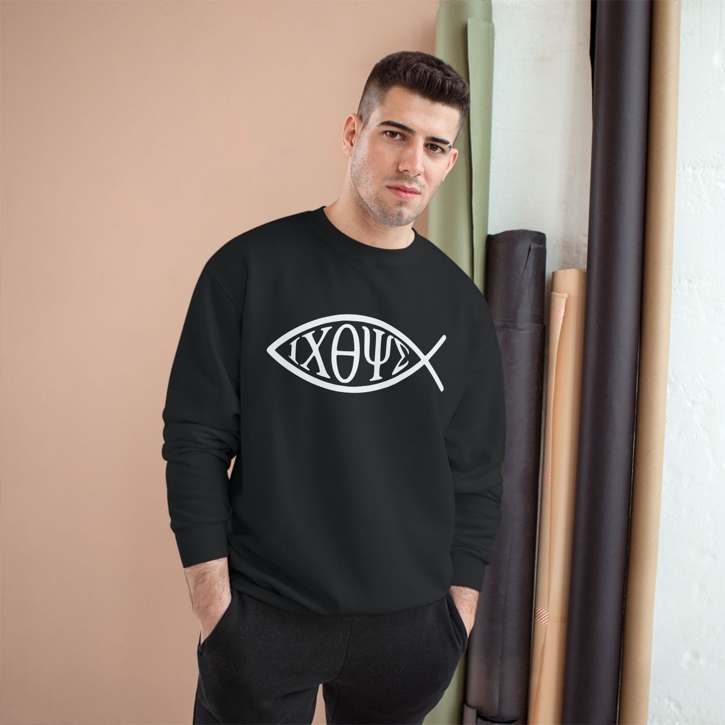 Ichthys: The Original Sign of Faith Under Fire ~ Champion Sweatshirt